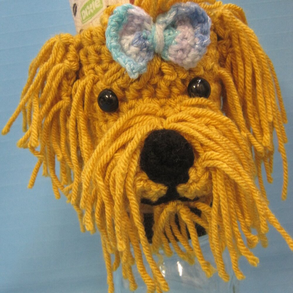 Golden Doodle Straight Hair Dog Crochet  Handmade Cup Cozy Holder Gifts by Bren